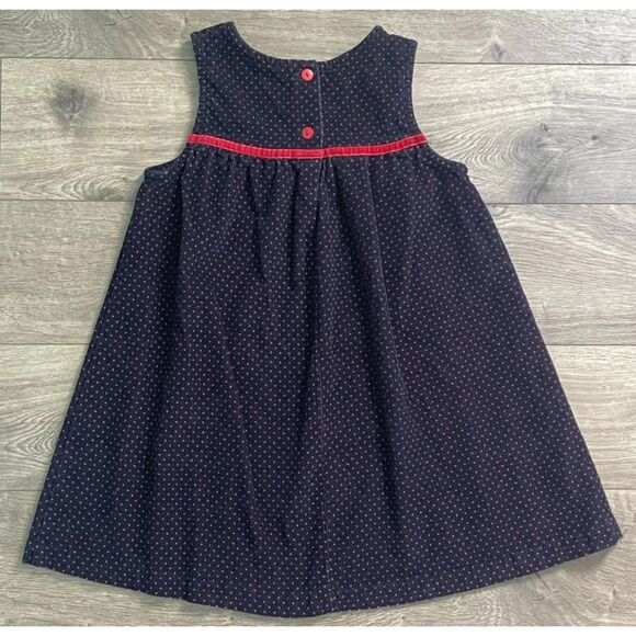 Girls Sz 4 Toddler Embroidered Strawberry & Polka Dot Soft Corduroy Cotton Dress - Picture 3 of 3